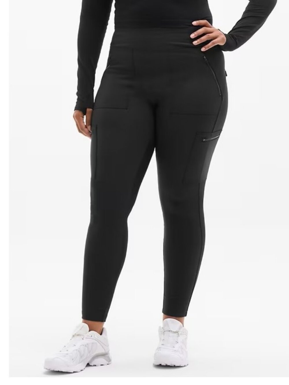 Athleta Headlands Hybrid High Rise Cargo Legging Pants Black Size 12 Outdoor